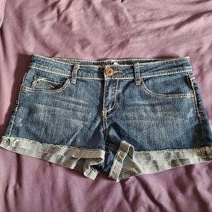 Hemmed Blue Jean Shorts